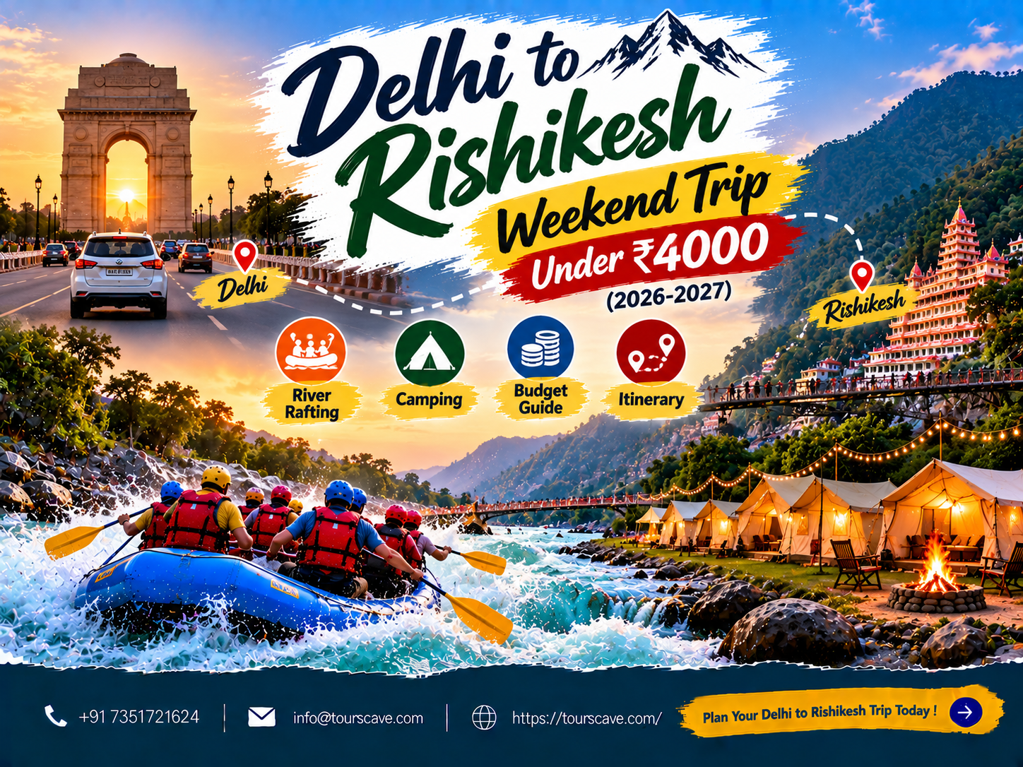 Delhi to Rishikesh Weekend Trip Under 4000: Rafting, Camping & Budget Guide (2026-2027)
