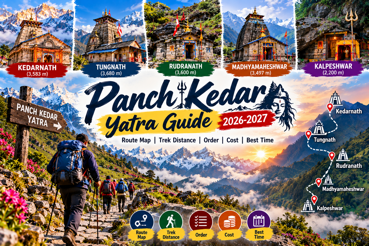 Panch Kedar Yatra Guide 2026-2027: Route Map, Trek Distance, Order, Cost & Best Time