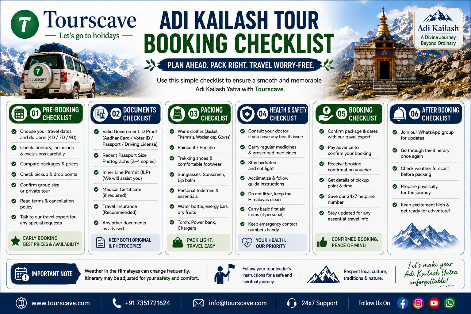 Adi Kailash Tour Booking Checklist