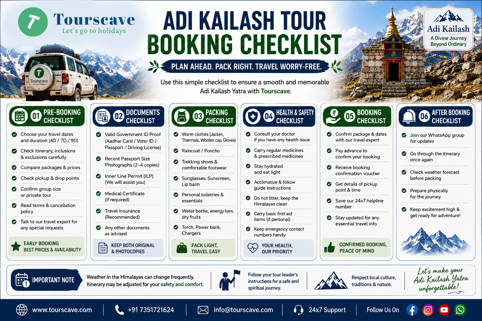 Adi Kailash Tour Booking Checklist