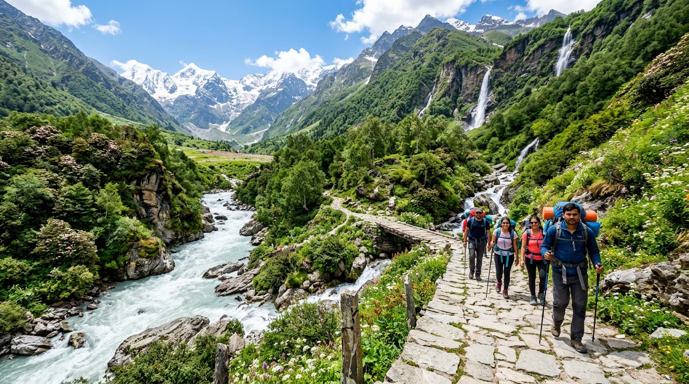 Valley of Flowers Trekking Trail along Pushpawati River