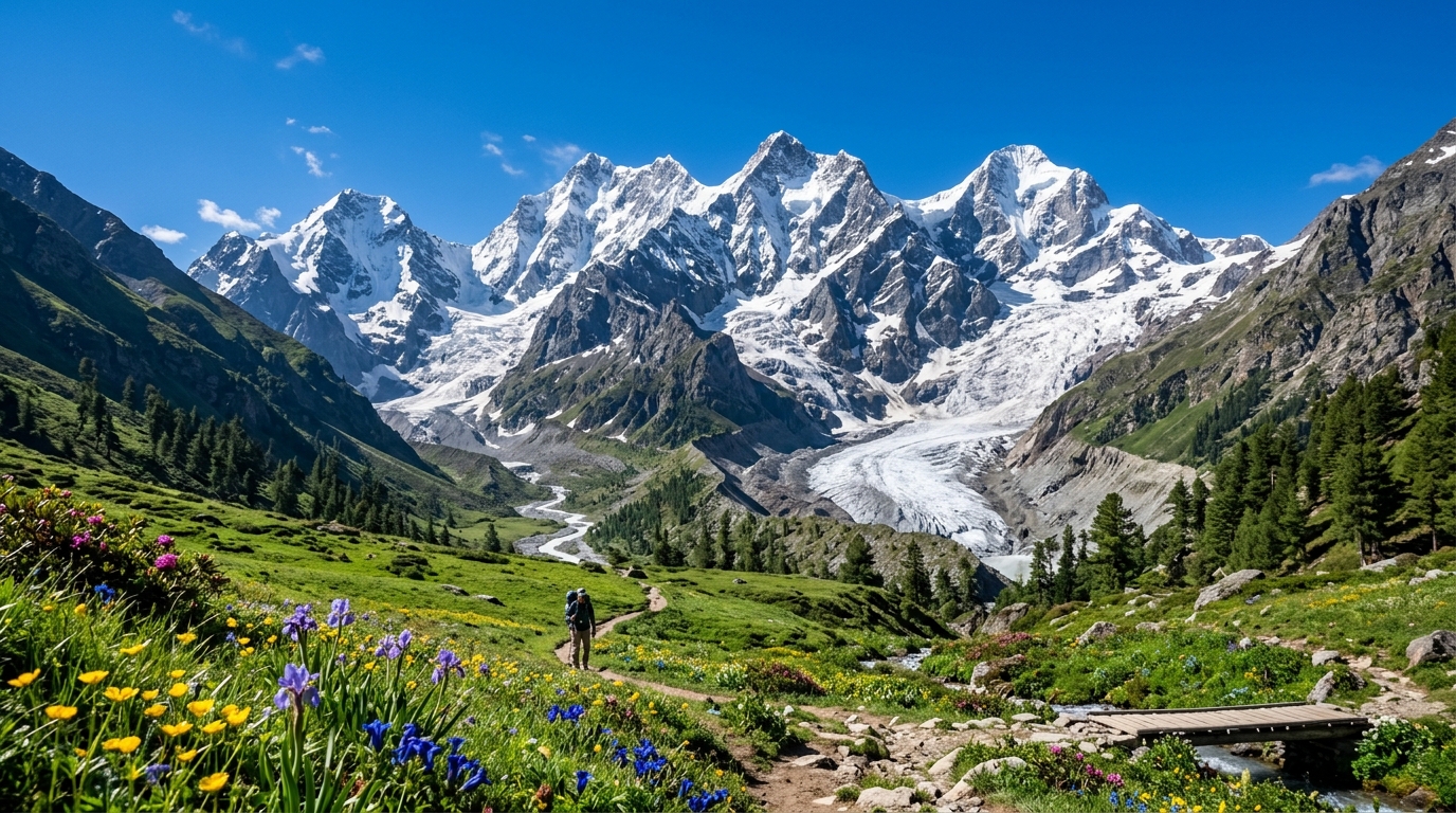 Swargarohini Peak towering over Har Ki Dun Valley Uttarakhand