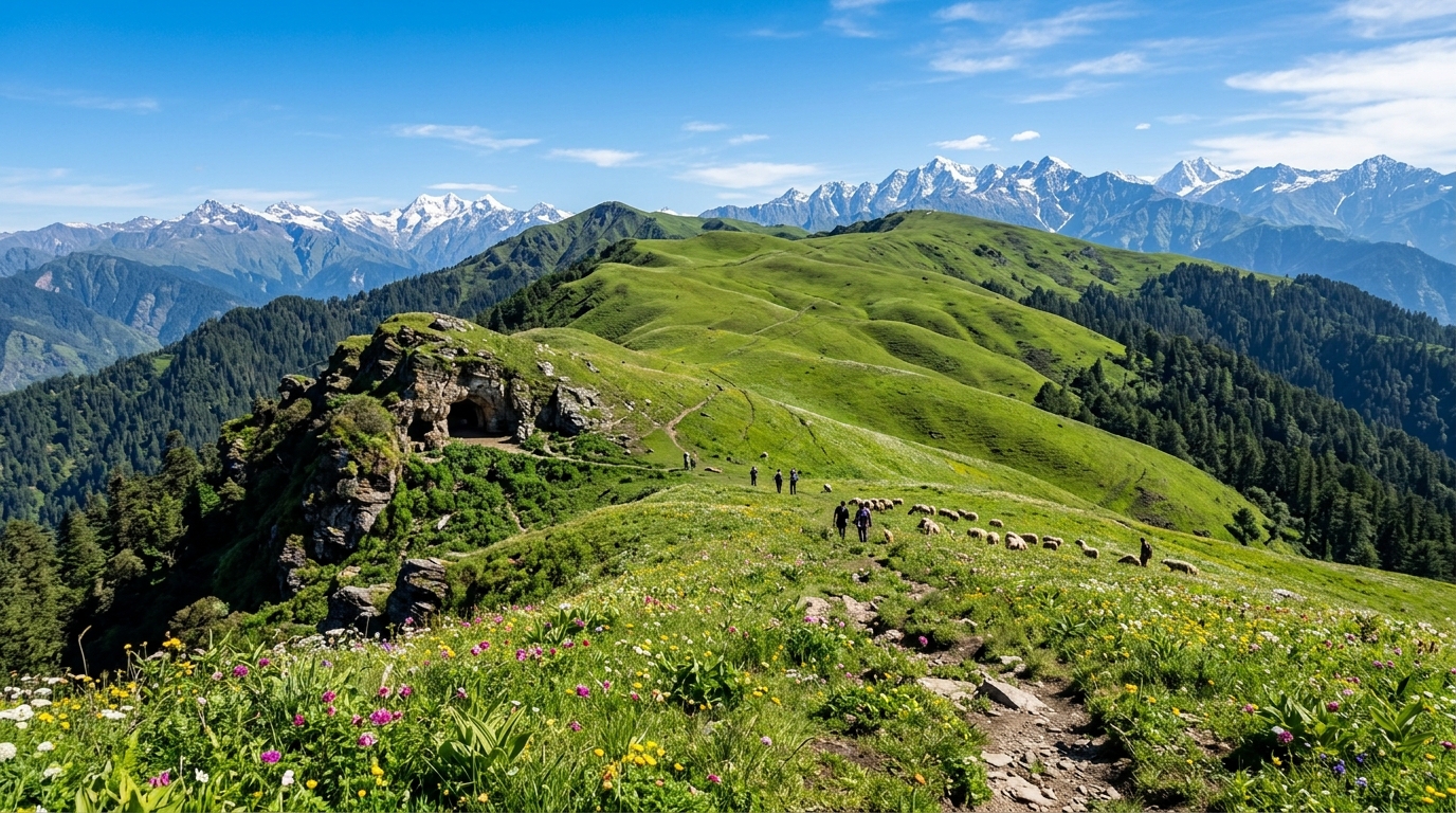 Moila Top alpine meadow and Budher caves near Chakrata Uttarakhand