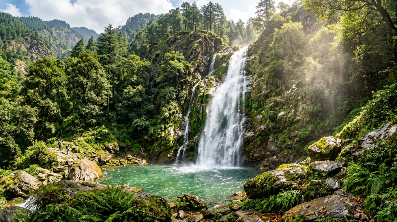 Majestic Tiger Falls waterfall cascading 312 feet in Chakrata Uttarakhand