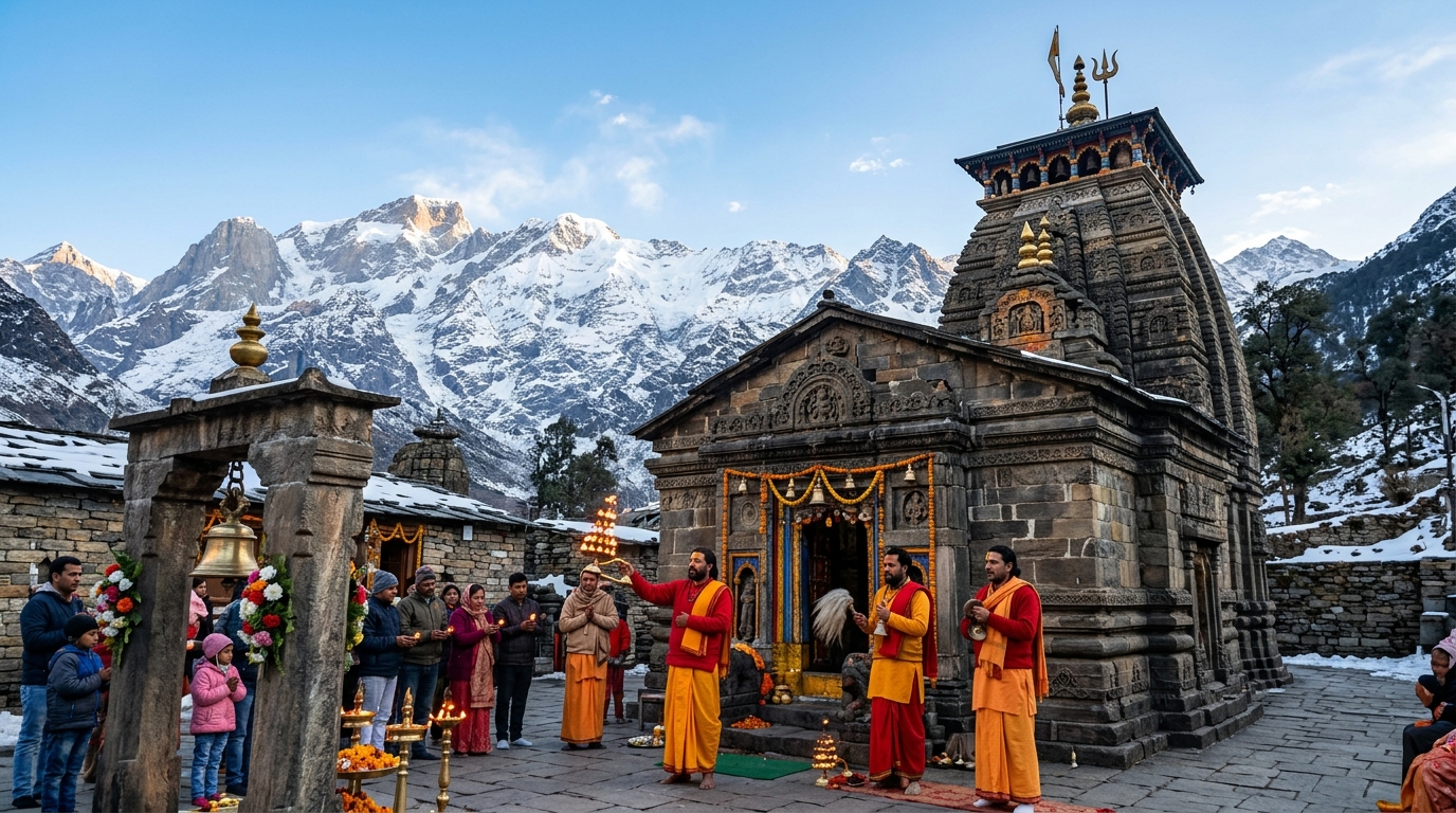 Omkareshwar Temple in Ukhimath winter abode of Lord Kedarnath Uttarakhand
